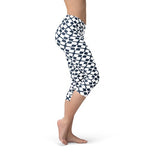 Women's Geometric Blue Tile Capri Leggings