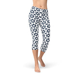 Women's Geometric Blue Tile Capri Leggings