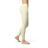 Women's White Leggings w/ Geometric Cubes