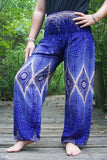 Blue PEACOCK Eye Women's Harem Pants