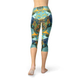 Women's Hexagon Floral Capri Leggings