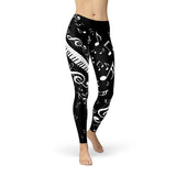 Women's Piano Notes Black Leggings
