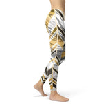 Women's White Marble w/ Black Gold Lines Leggings