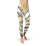 Women's White Marble w/ Black Gold Lines Leggings