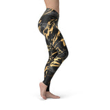 Women's Black Marble w/ Gold Splash Leggings