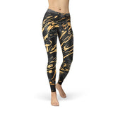 Women's Black Marble w/ Gold Splash Leggings