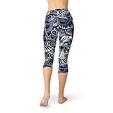Women's Music Blue Capri Leggings