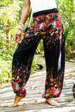 Black FLORAL Women's Harem Pants