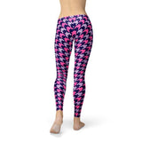 Women's Pink Purple Houndstooth Leggings