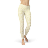 Women's White Leggings w/ Geometric Cubes