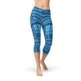 Women's Blue Maori Capri Leggings