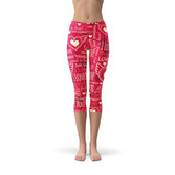 Women's Love Hearts Red Capri Leggings