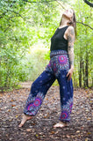 Blue FLORAL MANDALA Women's Harem Pants