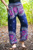 Blue FLORAL MANDALA Women's Harem Pants