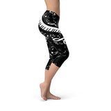 Women's Piano Notes Black Capri Leggings