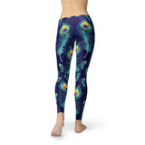 Women's Blue Peacock Feathers Leggings