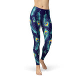 Women's Blue Peacock Feathers Leggings