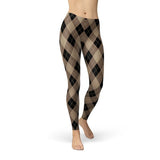Women's Beige Brown Argyle Leggings