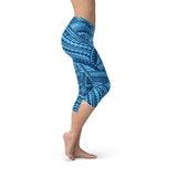 Women's Blue Maori Capri Leggings