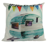 Happy Camper | Teal | Pillow Cover | Camper Decorations | Throw Pillow Maroon Abderus