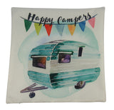 Happy Camper | Teal | Pillow Cover | Camper Decorations | Throw Pillow Maroon Abderus
