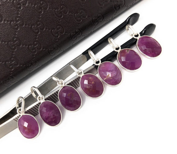 Sterling Silver Pink Sapphire Pendant, Natural Gemstone Pendants,  Who