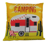 Happy Camper | Red | Pillow Cover | Camper Decorations | Throw Pillow Maroon Abderus