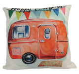 Happy Camper | Orange | Pillow Cover | Camper Decorations | Throw Maroon Abderus