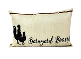 Barnyard Rooster | Pillow Cover | 18 x 12 | Primitive Decor | Vintage Maroon Abderus