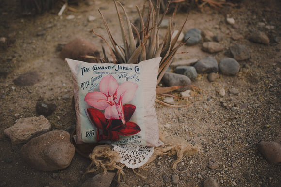 Lily Flower | Lily Flowers | Pillow Cover | Floral | Vintage | Maroon Abderus