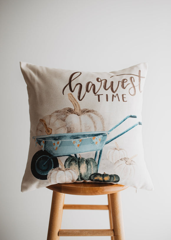 Harvest Time Pillow Cover |  Pumpkin Wagon Pillow | Farmhouse Pillows Maroon Abderus