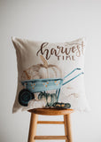 Harvest Time Pillow Cover |  Pumpkin Wagon Pillow | Farmhouse Pillows Maroon Abderus