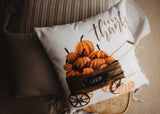 Harvest Time Pillow Cover |  Pumpkin Wagon Pillow | Farmhouse Pillows Maroon Abderus