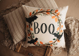 Boo Halloween Wreath Pillow Cover |  Fall decor | Farmhouse Pillows | Maroon Abderus