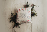 Holiday Wishes Throw Pillow Cover | Gift Ideas | Christmas Home Decor Maroon Abderus