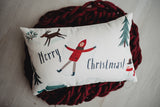 Merry Christmas Snow Angel Throw Pillow Cover | 18x12 | Christmas tree