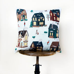 Christmas Village Houses Throw Pillow Cover |  | Christmas tree |