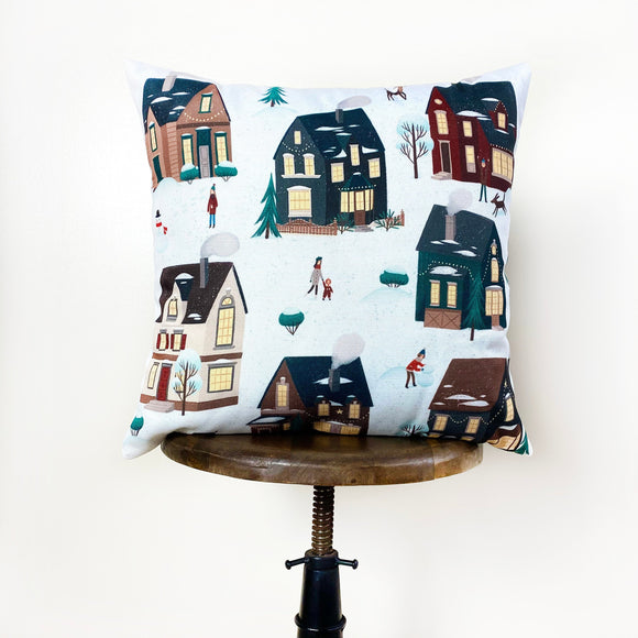 Christmas Village Houses Throw Pillow Cover |  | Christmas tree |