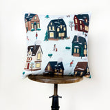 Christmas Village Houses Throw Pillow Cover |  | Christmas tree |