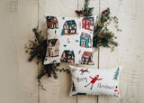 Christmas Village Houses Throw Pillow Cover |  | Christmas tree |
