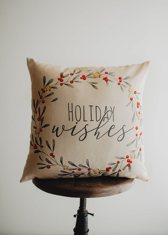 Holiday Wishes Throw Pillow Cover | Gift Ideas | Christmas Home Decor Maroon Abderus