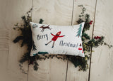 Merry Christmas Snow Angel Throw Pillow Cover | 18x12 | Christmas tree