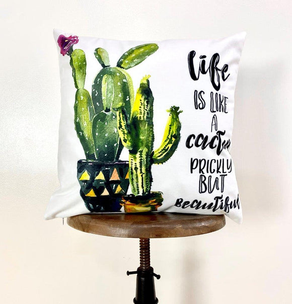 Life is Like A Cactus | Pillow Cover | Good Vibes Only | Cactus Pillow Maroon Abderus