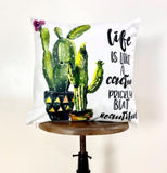 Life is Like A Cactus | Pillow Cover | Good Vibes Only | Cactus Pillow Maroon Abderus