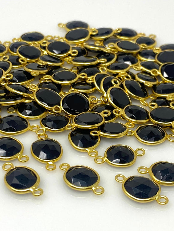 5Pcs/10Pcs Black Onyx Connector, Bezel Connector, Bulk Wholesale