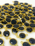 5Pcs/10Pcs Black Onyx Connector, Bezel Connector, Bulk Wholesale