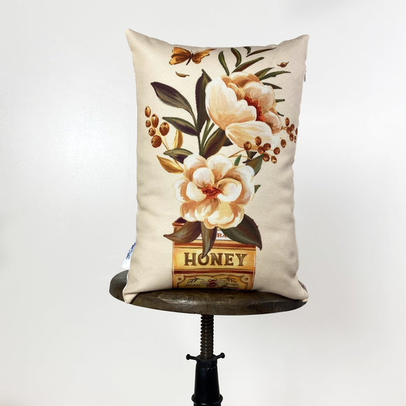 Flower Bouquet | Floral | Honey | Honey Pot | Pillow Cover | 12x18 |