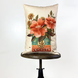 Coffee | Flower | Planters | Pillow Cover | 12x18 | Vintage | Floral Maroon Abderus