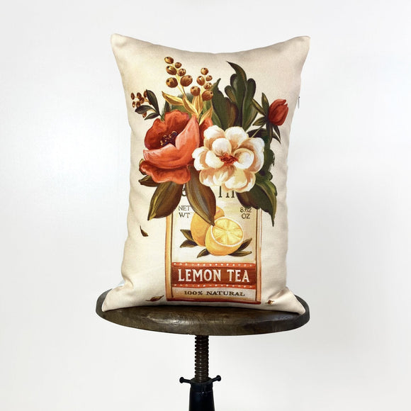 Lemon Tea | Planters | Pillow Cover | 12x18 | Vintage | Floral