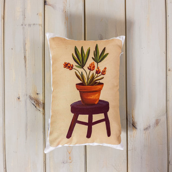 Flower Pot | Pillow Cover | 12x18 | Greenhouse Collection | Floral | Maroon Abderus
